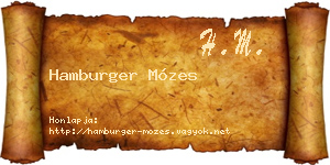 Hamburger Mózes névjegykártya